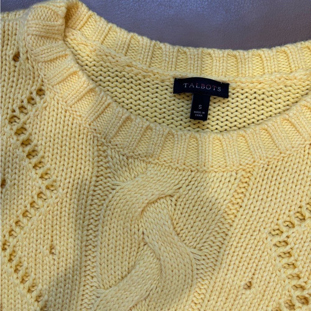Talbots Yellow Cable Knit Sweater - Picture 2 of 4